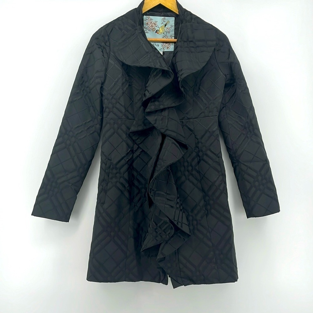 Anthropologie Tabitha Dusk Ruffled Coat Size 0